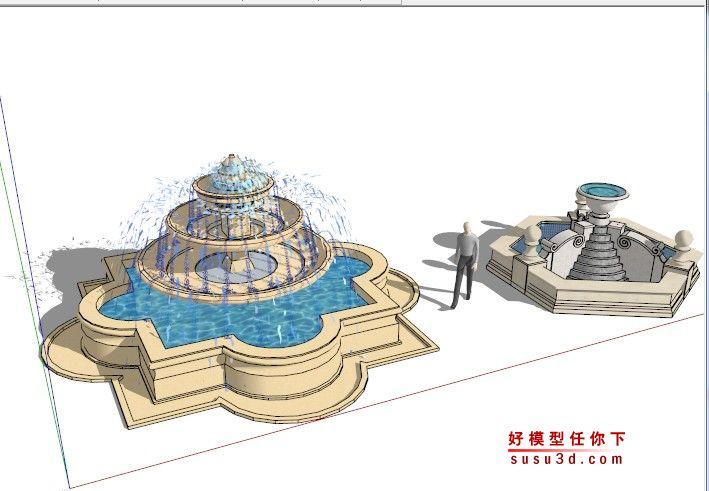 10套室外景觀噴泉草圖大師SKP模型源文件（包含噴泉和旱噴） - BIM,Reivt中文網(wǎng)